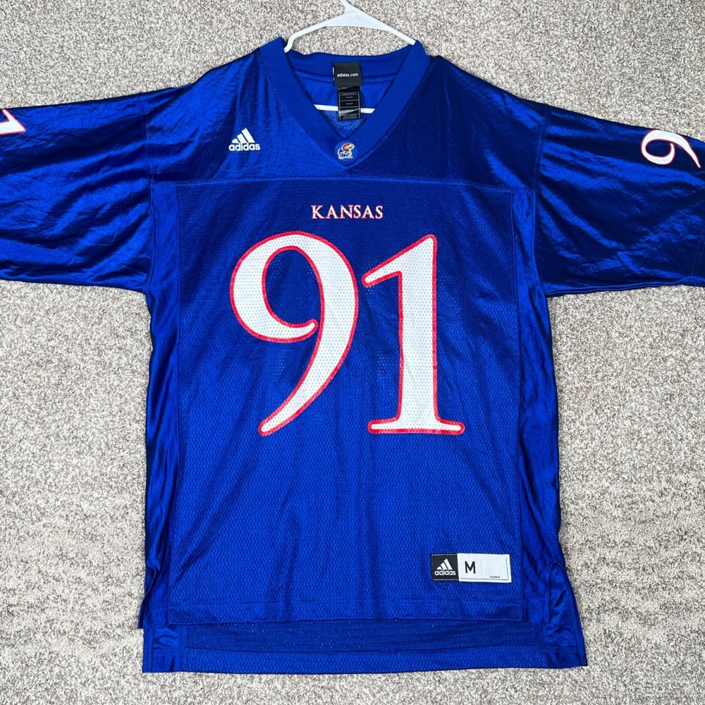Adidas Kansas Jayhawks Basketball Jersey Number 91 Blue Mens Size Medium